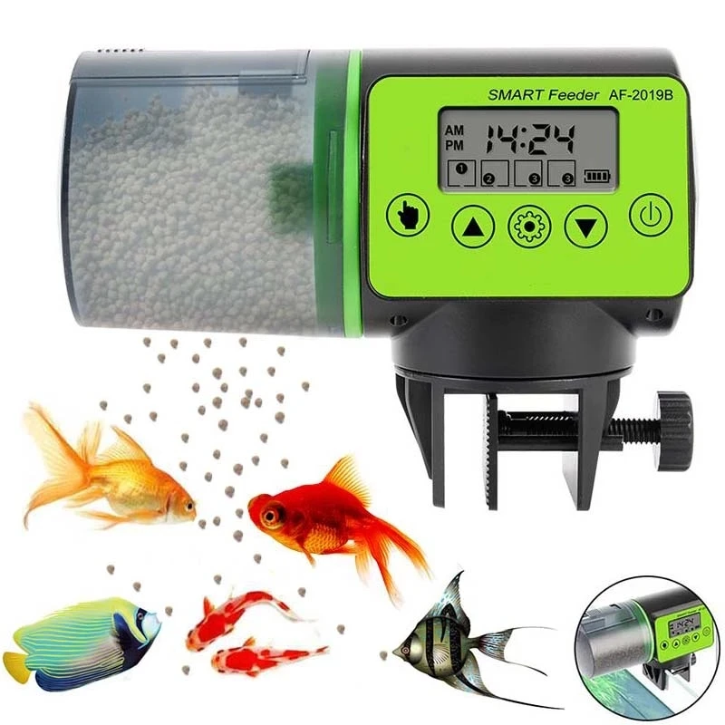 

Automatic Fish Feeder, Aquarium Tank Timer Auto Feeder with 2 Food Dispensers for Aquarium or Fish Tank