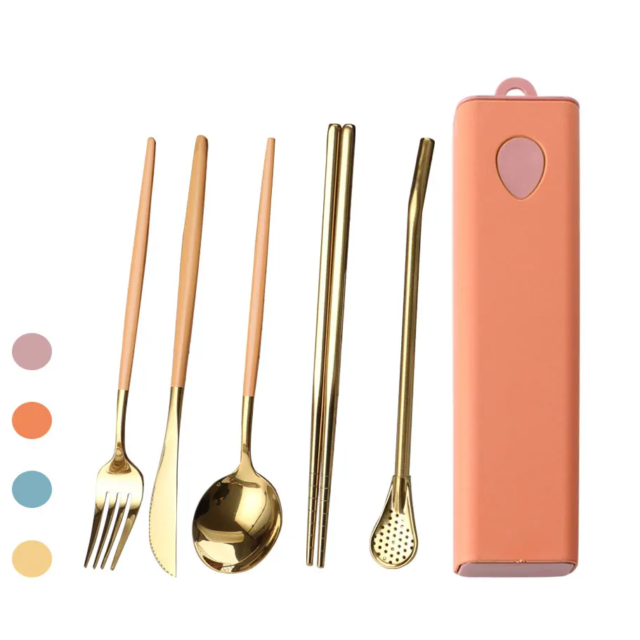 

high quality 304 Stainless Steel Cutlery with spoon, fork and chopsticks Flatware Set, Silver,gold