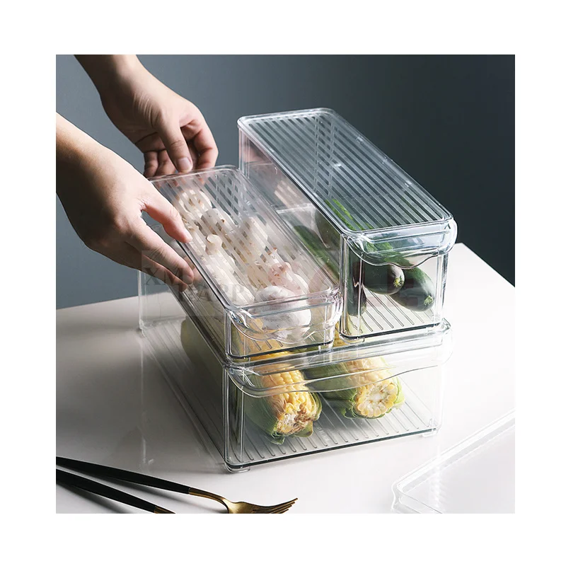 

Narrow Small Size Rectangle Refrigerator Fresh Keeping Storage Box Plastic Transparent Sealed Fruit Vegetable Frozen Storage Box