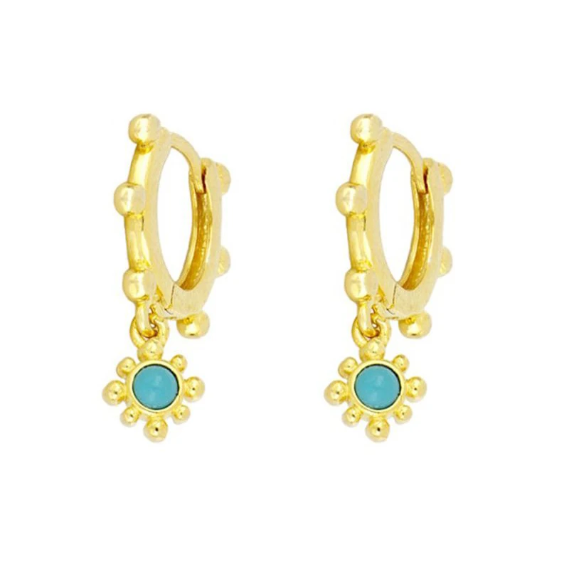 

Roxi S925 Sterling Silver INS Blue Turquoise Women Bling Jewelry 18K Gold Plated Earrings