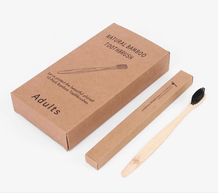 

Biodegradable logo toothbrush private laser logo personalized bamboo toothbrush with medium bristle, Customized color