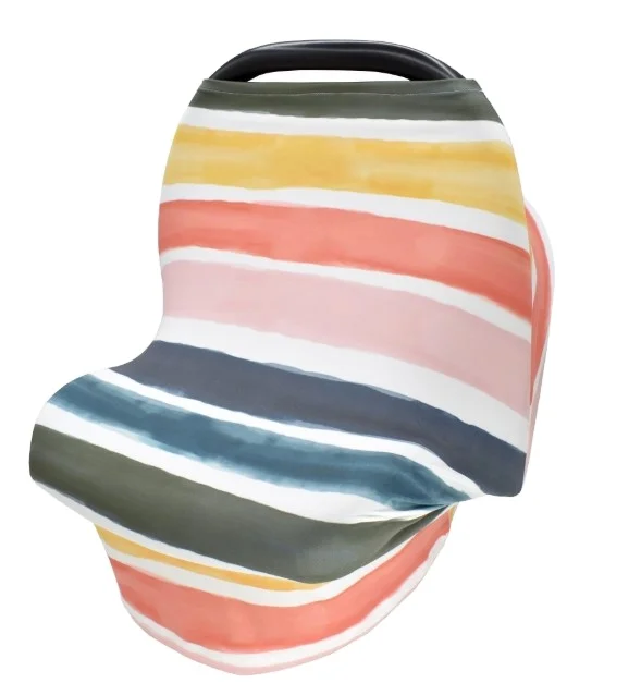 

Factory Custom Multi use 3-1 wholesale stripe stretch multi use canopy nursing cover baby car seat cover