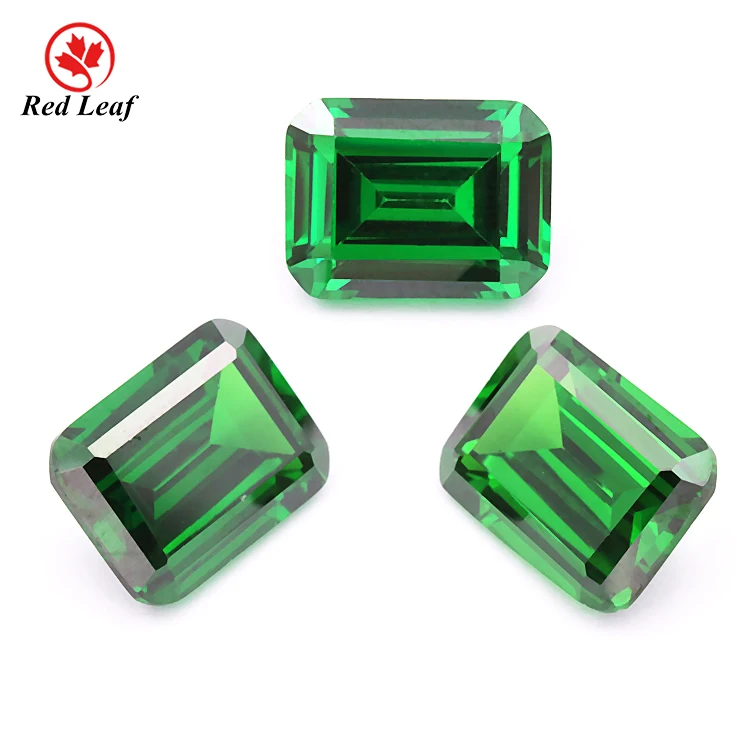 

Redleaf Jewelry sells emerald cut loose gemstone green cubic zirconia synthetic emerald