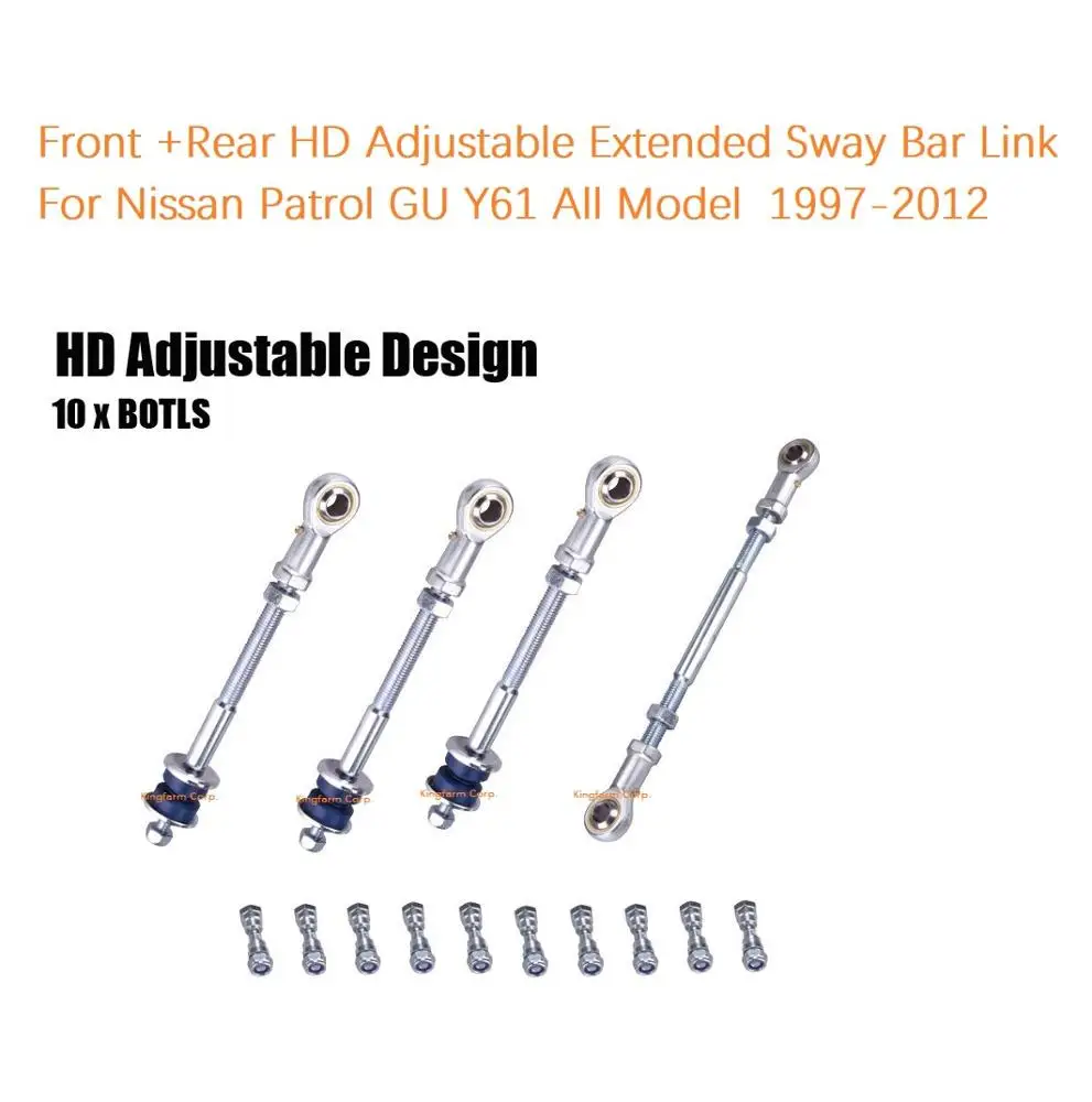 
Front+Rear Heavy Duty Extended Adjustable Sway Bar Link kit for Nissan Patrol GU Y61 All Models 50-150mm Lift 