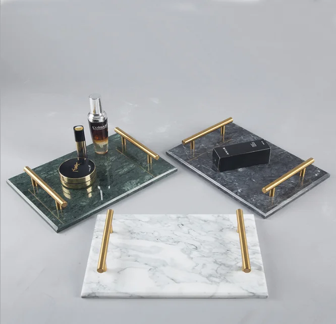

Marble Tray Salver With Handle For Home Hotel