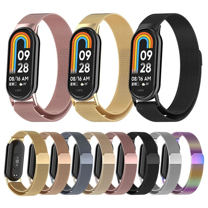 

ERAYSUN Milanese Stainless Steel Watch Band For Xiaomi Mi Band 8 Mesh Watch Strap