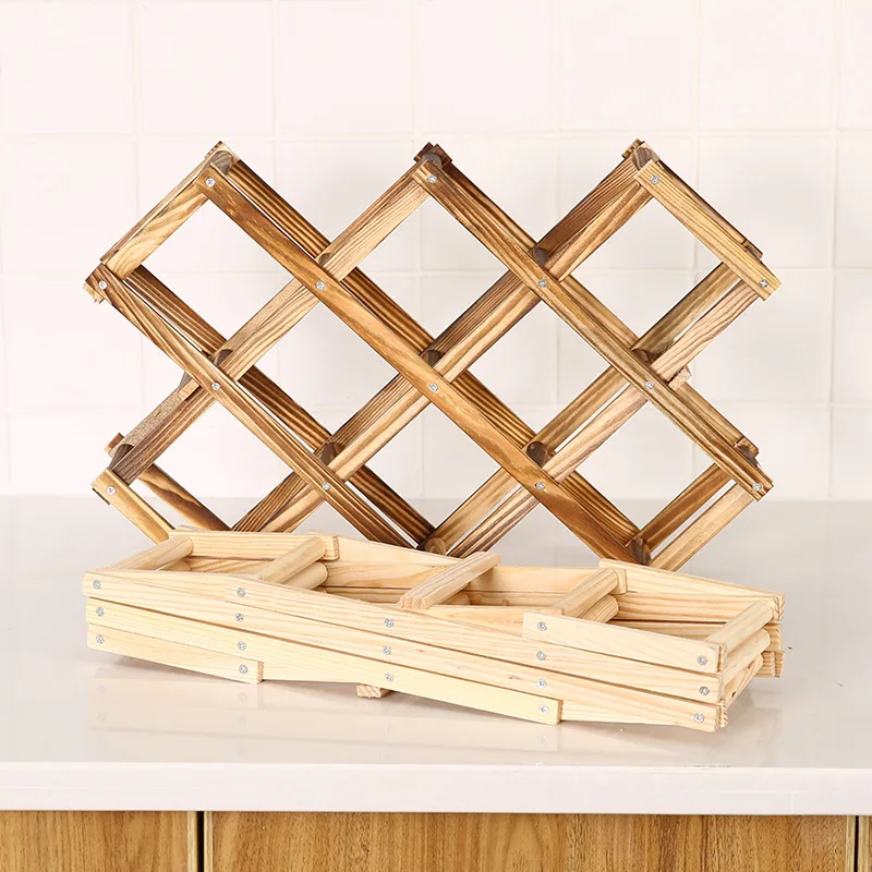 

Loose foldable wooden wine rack for Multi bottle ornaments