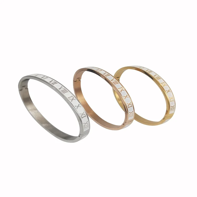 

2021 New Fashion High Quality Gold Plate Acier Inoxydable Number Bracelet Set For Party, Gold plated, rose , silver