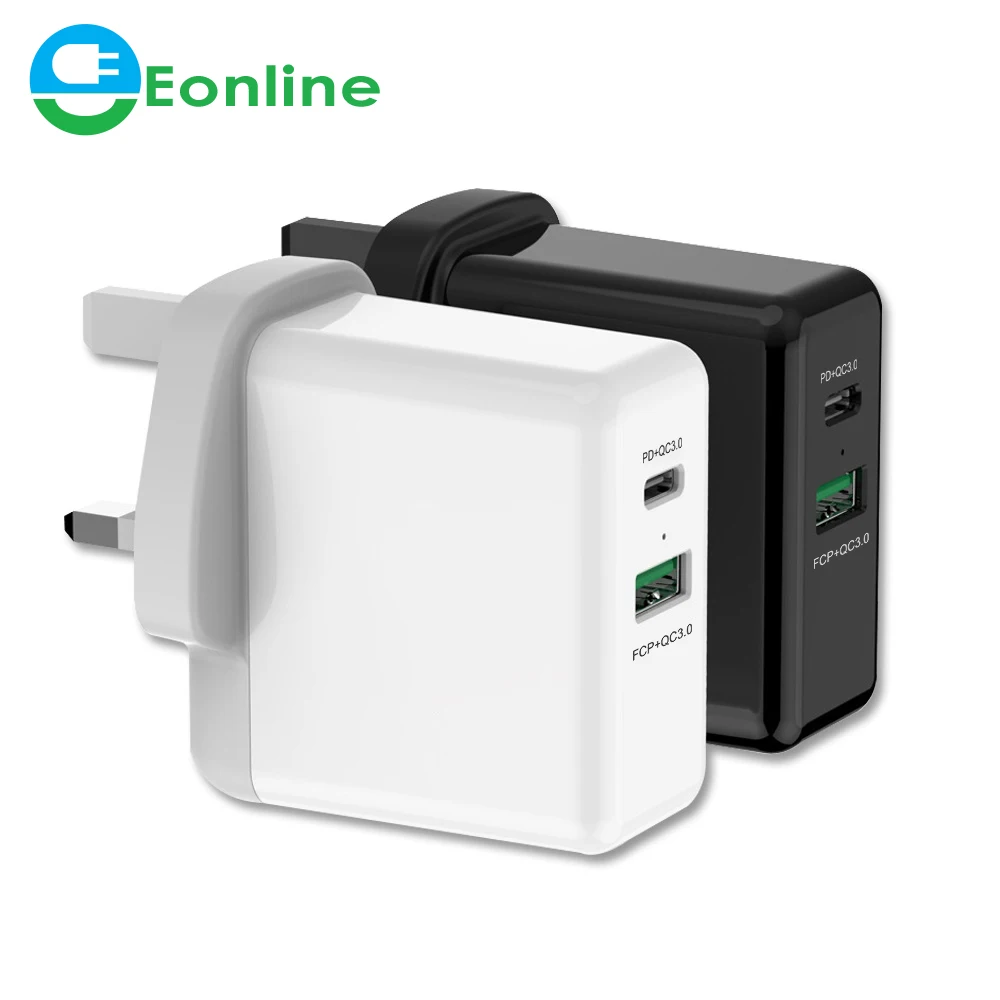 

36W CE/FCC Certificate USB-C PD Fast Type-C Travel Wall Quick Charger QC 3.0 for iPhone Apple USB-C Android for Huawei SCP, White , black , gray