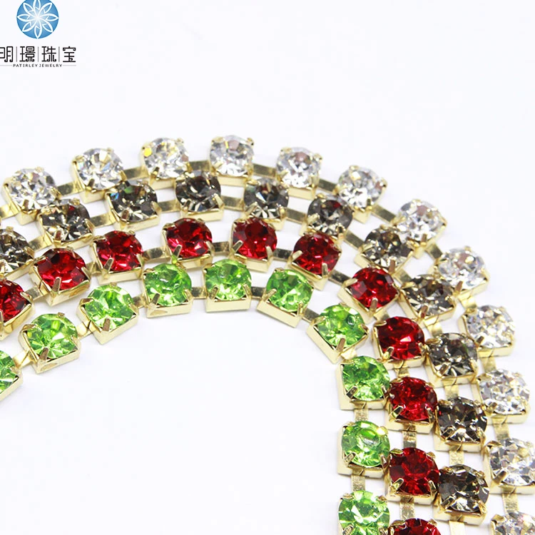 

Wholesale colorful rhinestone trim chain crystal rhinestone cup chain trim accessories