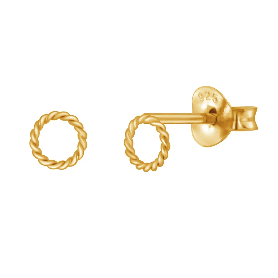 

fashion 925 sterling silver jewelry earrings wholesale 14k gold plated shine circle stud earrings