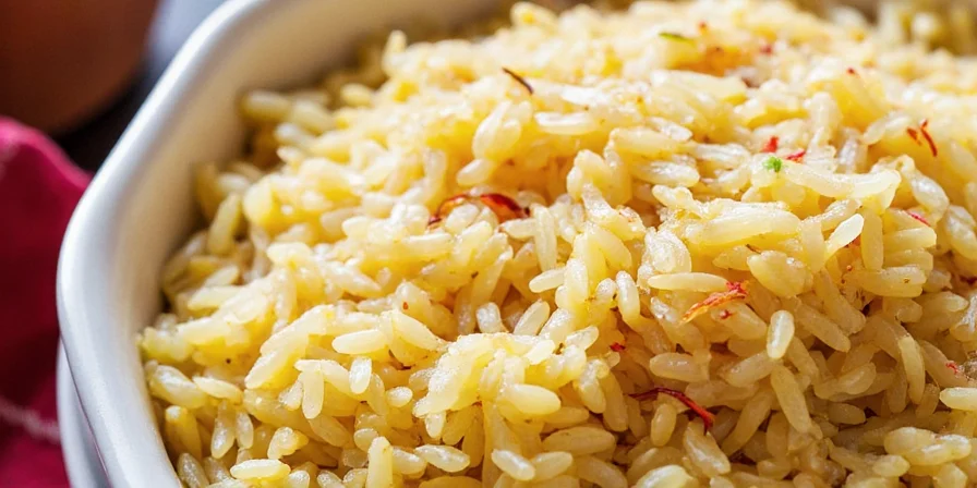 Final presentation of saffron-infused basmati rice