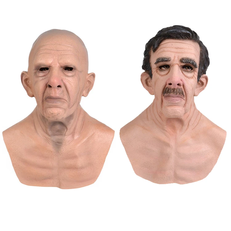 

Hot selling Black hair simulation Real man face masks Halloween Party decoration High quality