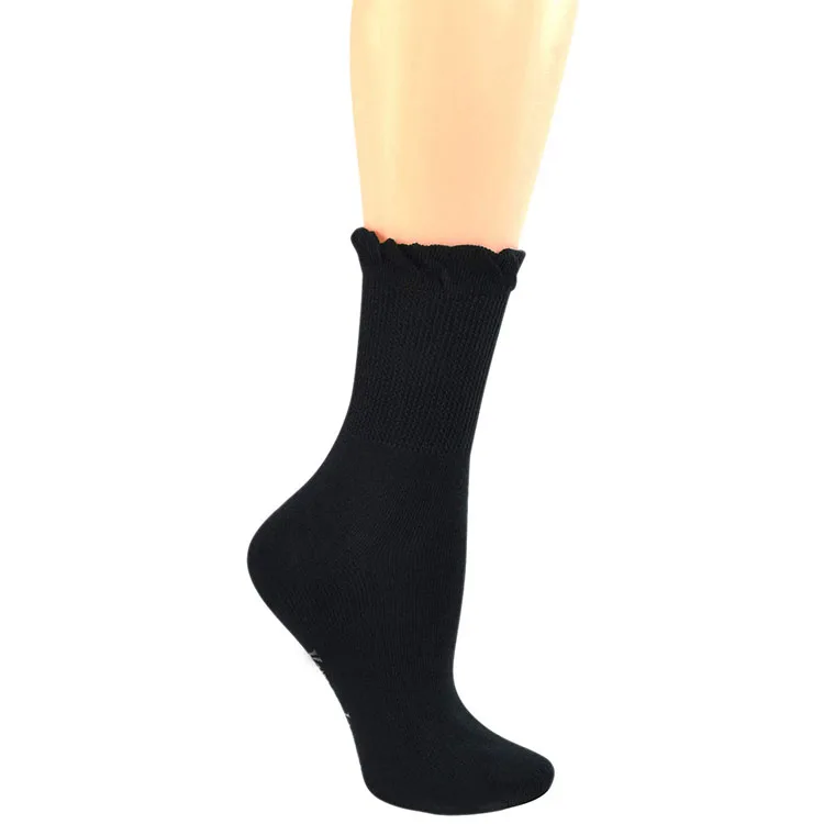 

Womens Non Binding Lace Crew Wide Diabetic Dress Socks With Seamless Toe, Custom color