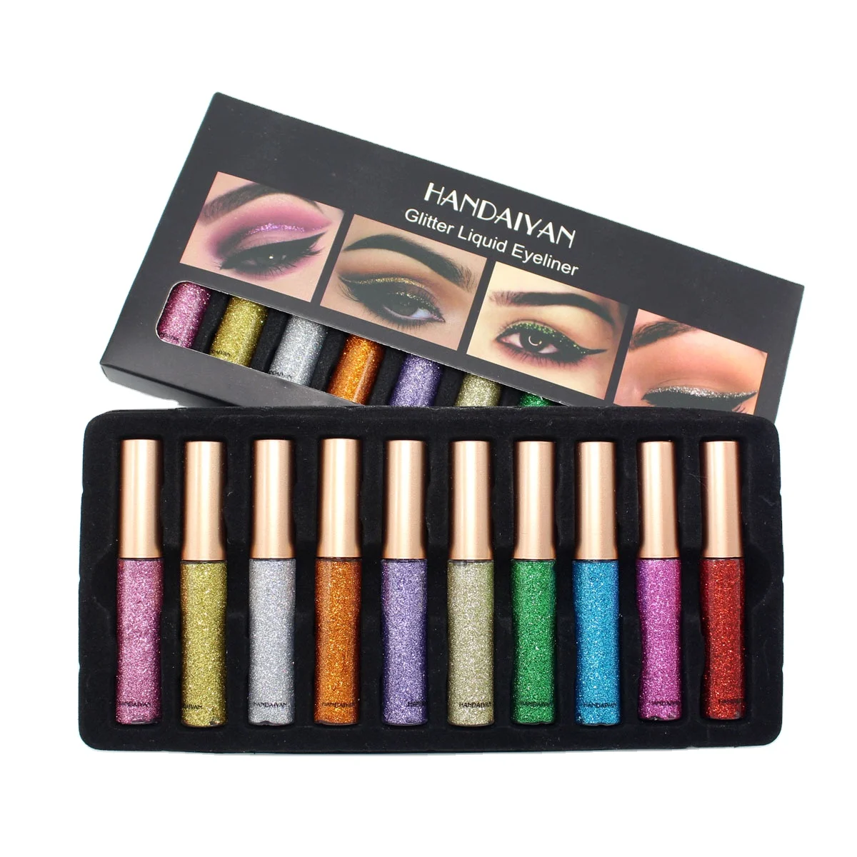 

HANDAIYAN Quick Dry Liquid Eyeliner 10 Colors Set Make Up Party Gift Cosmetic Your Logo Wholesale OEM ODM Eye Liner Glue Pen