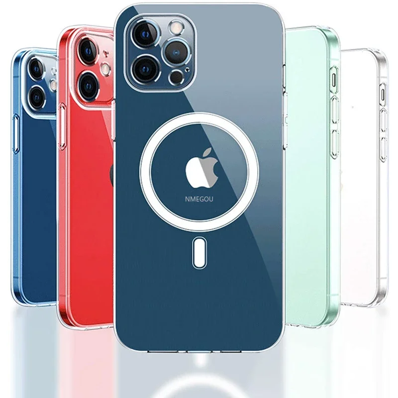 

Ultra Clear Magnetic Circle Magsafing Case on For IPhone 12 11 13 Pro Max Mini XS XR X 8 Plus 2 SE 2020 I Phone 10 Macsafe Cover