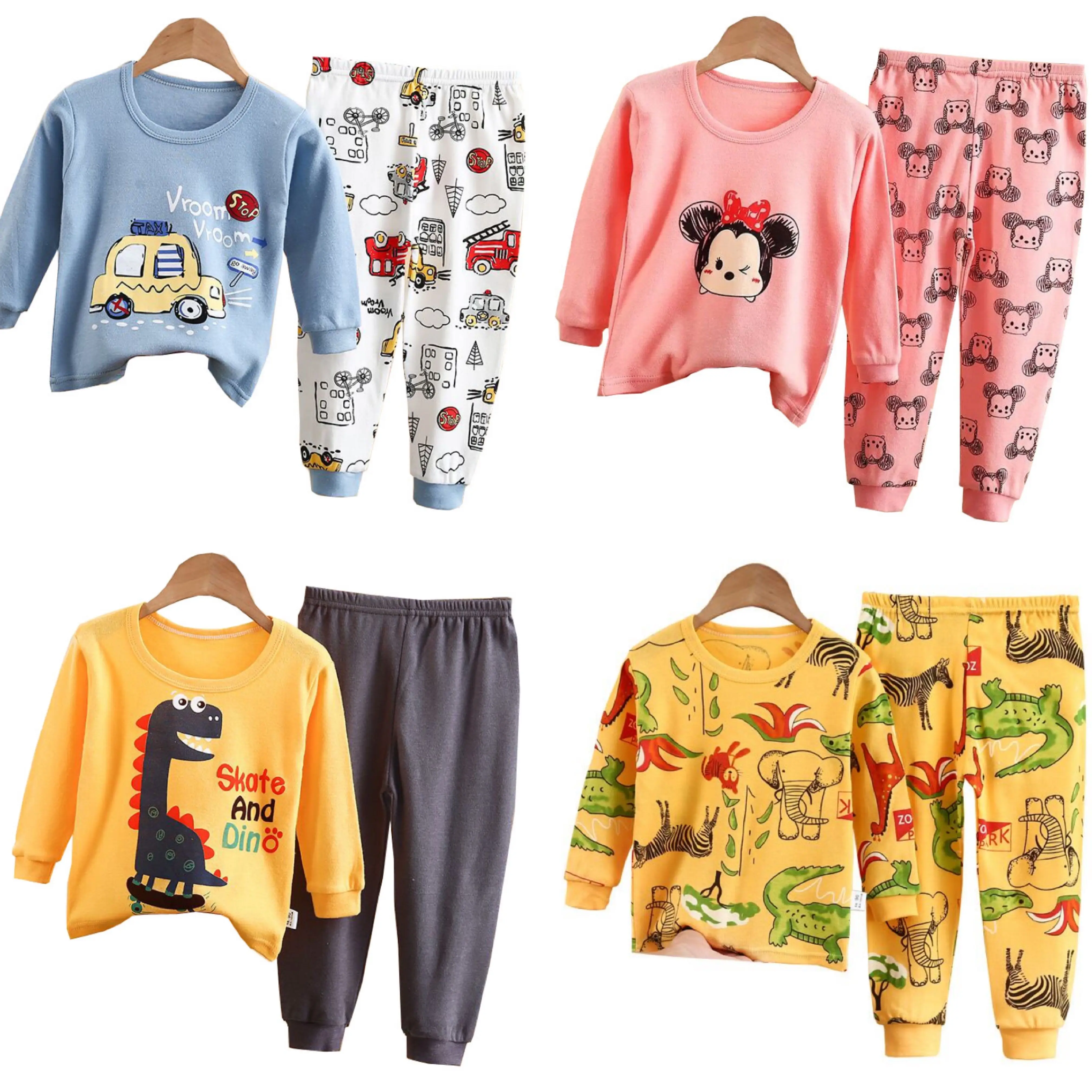 

Online cute long sleeve cotton child sleepwear pajamas kids print pajamas wholesale