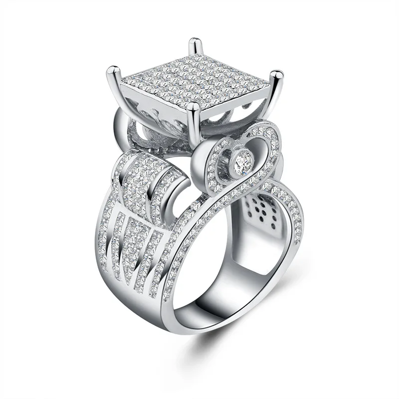 

women cubic zirconia bling bling sparkle diamond silver jewelry ring