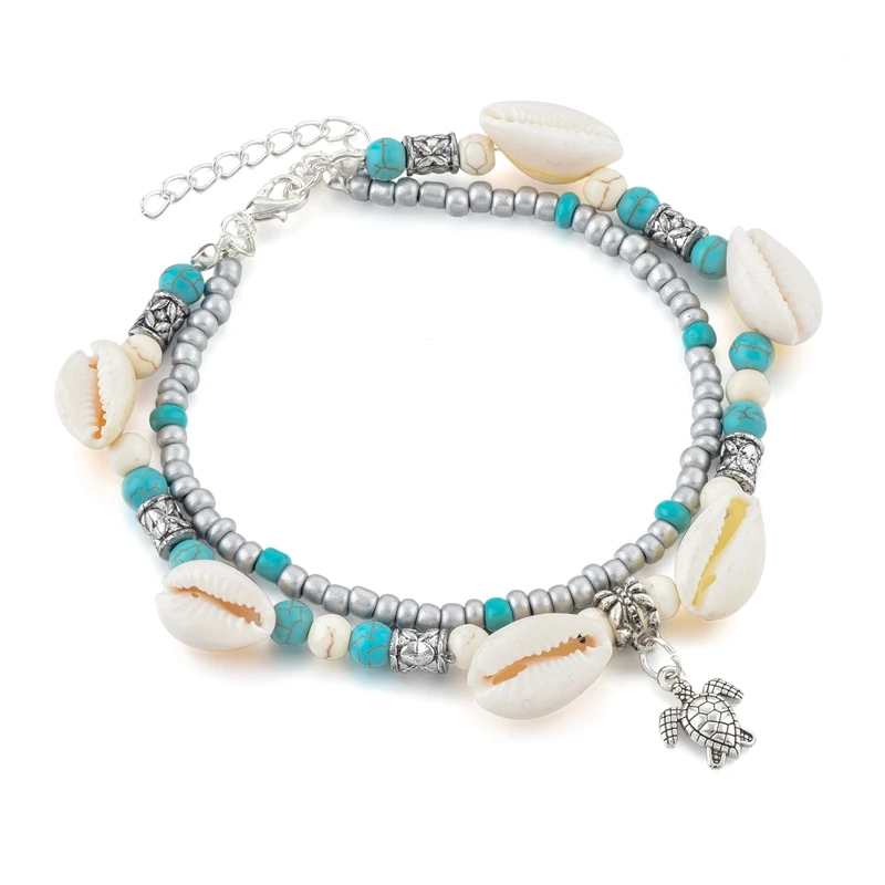 

Cross border accessories classic shell woven cute turtle anklet accessories turquoise pendant set fashion jewelry