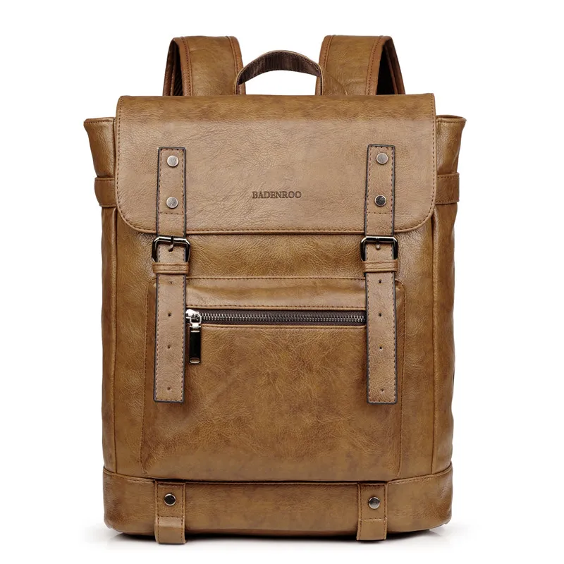 

Hot Selling High quality Large capacity Vintage PU Leather Outdoor Laptop Men Backpack, Black and brown