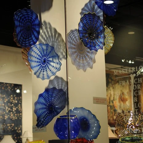 

Flower Sconce 100% Hand Blown Wall Plate Hotel Lobby Blue Colored Luxury Chandelier Wall Light, Can be customized