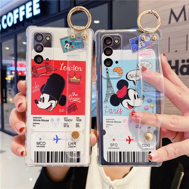 

Anime lanyard wristband Minnie mouse kickstand Mickey Phone Case For Samsung S20 S10e S20Plus NOTE20 Cover, Colorful