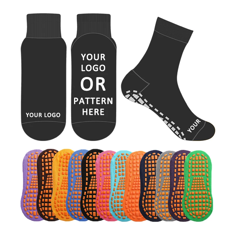 

Uron Brand hot sale custom anti slip trampoline socks custom grip socks