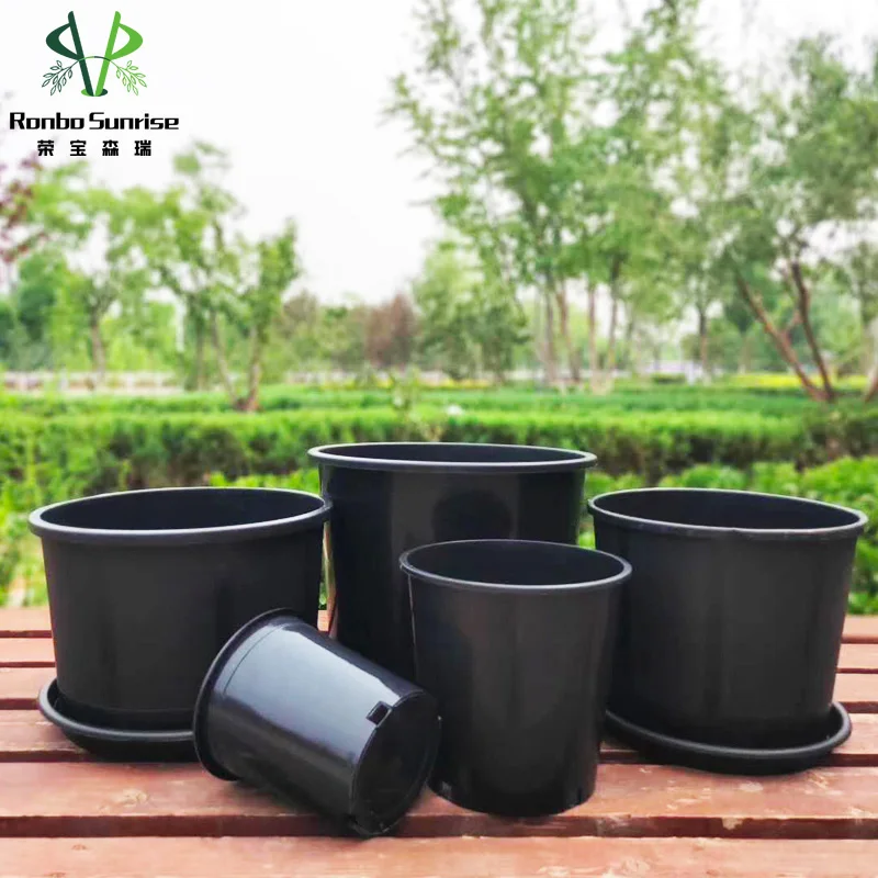 

Ronbo Sunrise Hot Sell 1/2/3/5/6/7/10/15 Gallon Durable Black Plastic Nursery Pots, As picture or customized