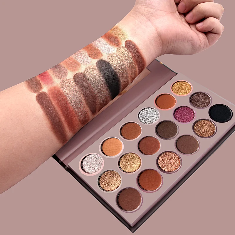 

Custom eyeshadow palette waterproof long lasting smokey eye makeup rainbow powder glitter matte eyeshadow nude palette
