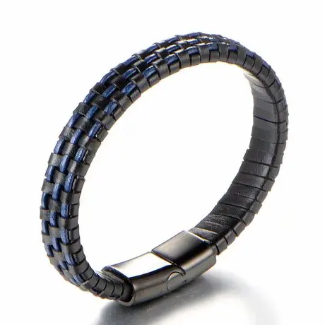 
Promotional Gifts Hand Bangle Jewelry Stainless Steel Mens Leather Bracelets 