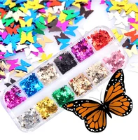 

2019 new arrival 12 colors butterfly Nail sequins powder for nail art decoration