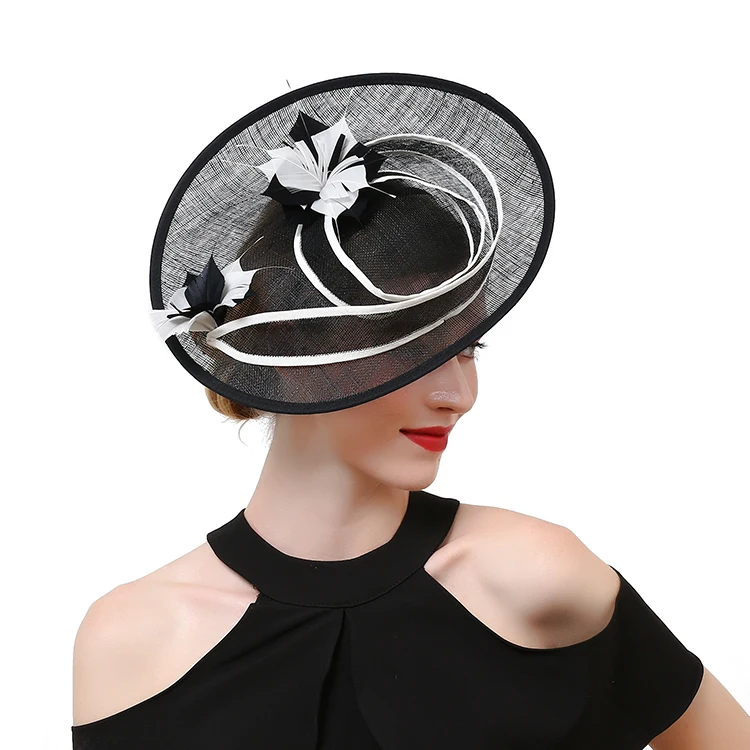 

Newest Design Fascinator Hats Fashion Sinamay Church Hat Wedding Hair Accessories Sun Hat for Women ladies