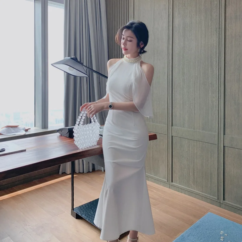 

Evening Dress Gown White Elegant Sexy Party Banquet Formal Lace Night Dresses For Woman Club