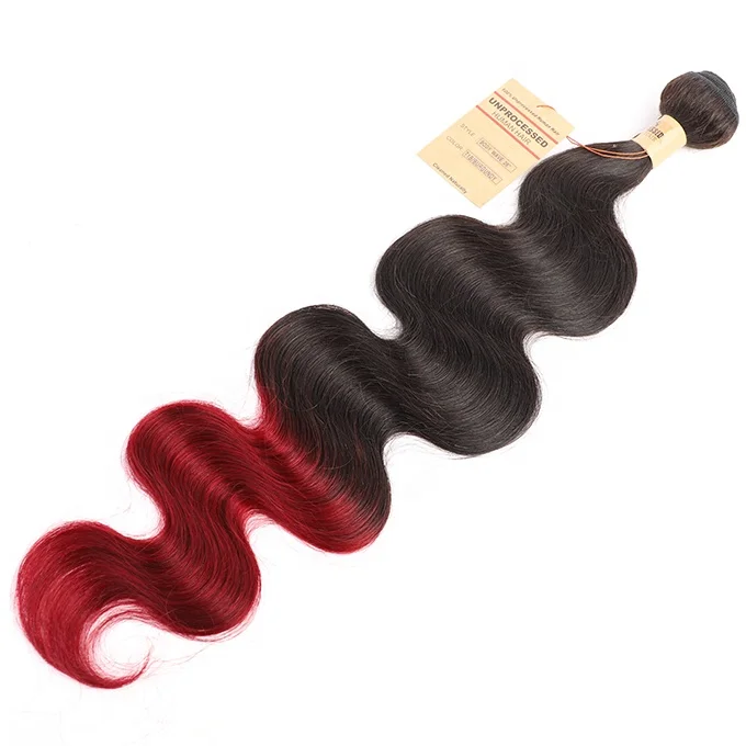 

Wholesale Ombre Virgin Hair Bundle body wave two color Hair Extension 1B/BUG Color