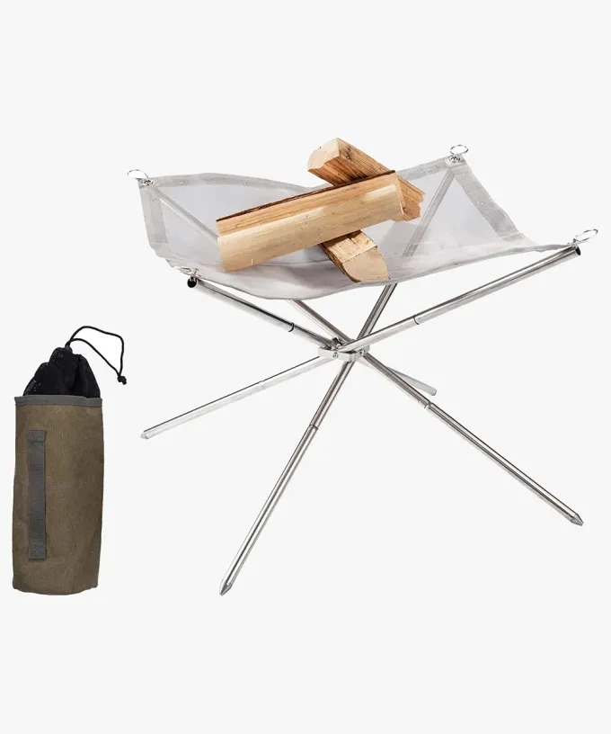 

Outdoor Camping Hiking Barbecue Grill With Stand Portable Folding Stainless Steel Fire Net