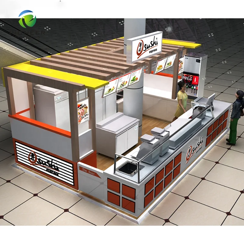

Pioneer Indoor Mall Food Kiosk Of Sushi Kiosk Sushi Bar Counter Design For Sale, Customized color