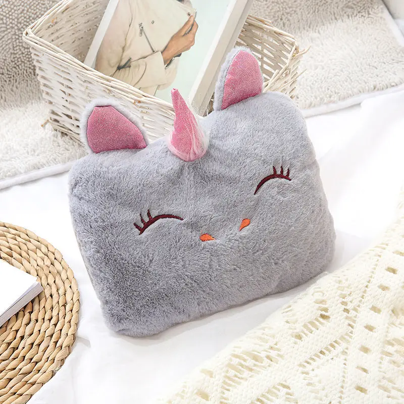 

hot water bottle with cartoon animal bear cat bird duck plush cover electrical hot water bottles rubber with unicorn plush cover