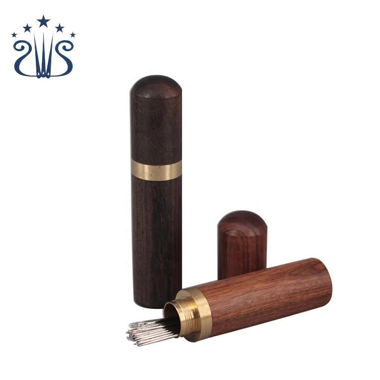 Image of Practical thick mahogany household needle storage tube