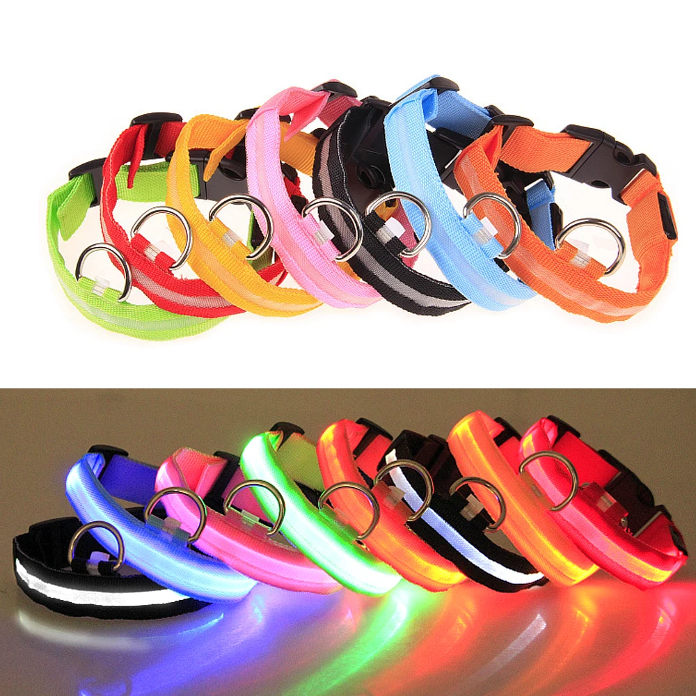 

LED Collar Pet Anti-lost Reflective Waterproof USB Rechargeable Light Up Led Pet Dog Collar Led Para Perros, Red, yellow, blue, green, orange, white, powder, colorful