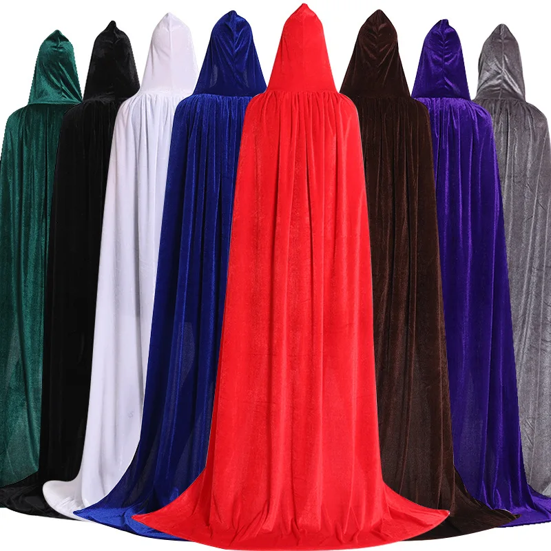 

Gothic Hooded Stain Cloak Wicca Robe Witch Larp Cape Women Men Halloween Costumes Vampires Fancy Party