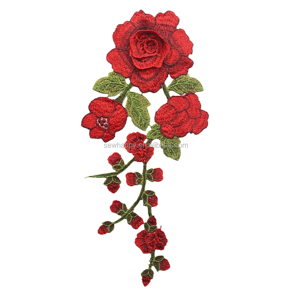 Rose Flower Stick On Patches Self Adhesive Embroidery Floral