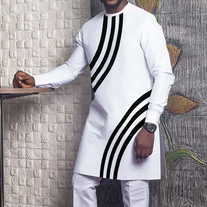

Round neck with multiple colors formal African style dresses designs for men clothing, 3 colors