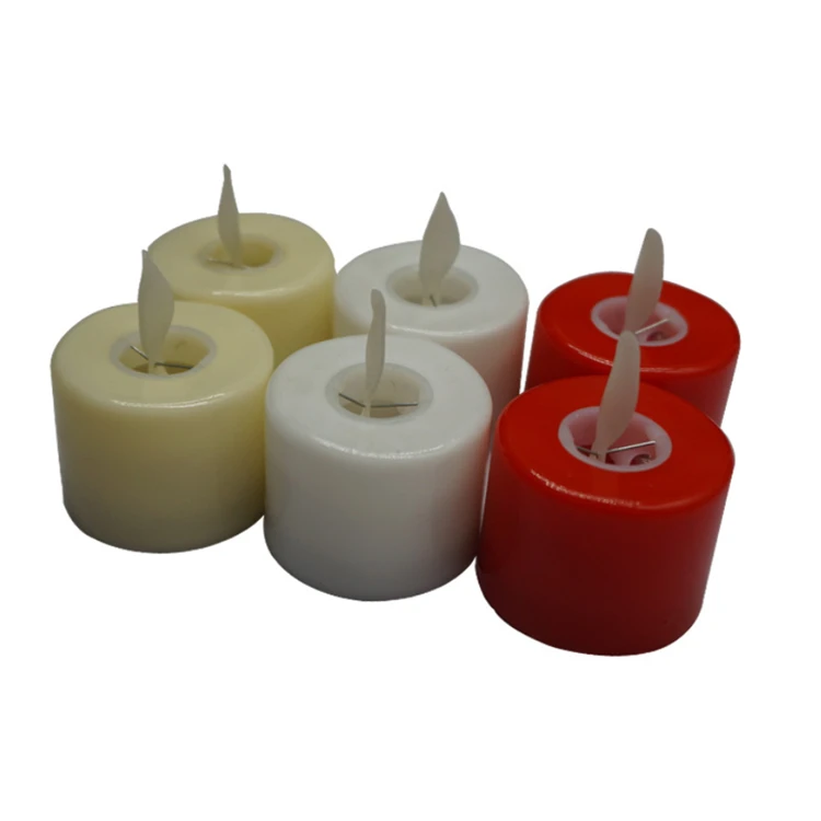 Bulk sales battery operated flameless tea light candles 1.5' wide plastic Red  ivory white