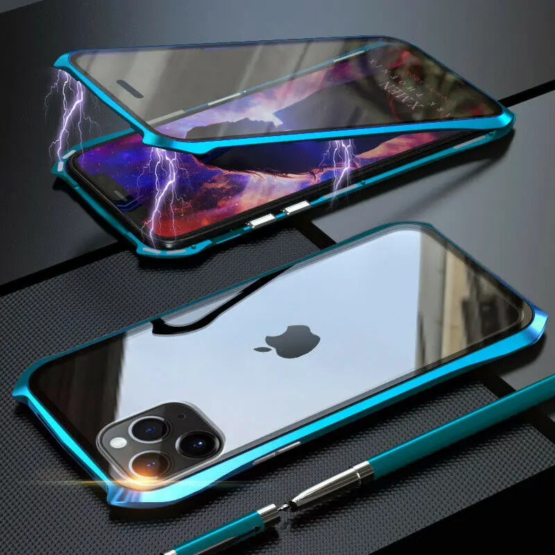 

Front &Back Gorilla Glass Cover Metal Magnetic Case For iPhone 11 Pro Max 2019