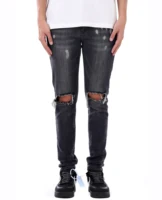 

New Design Hot Sell Wholesale Mens Grey Denim Ripped Skinny Black Custom Jeans