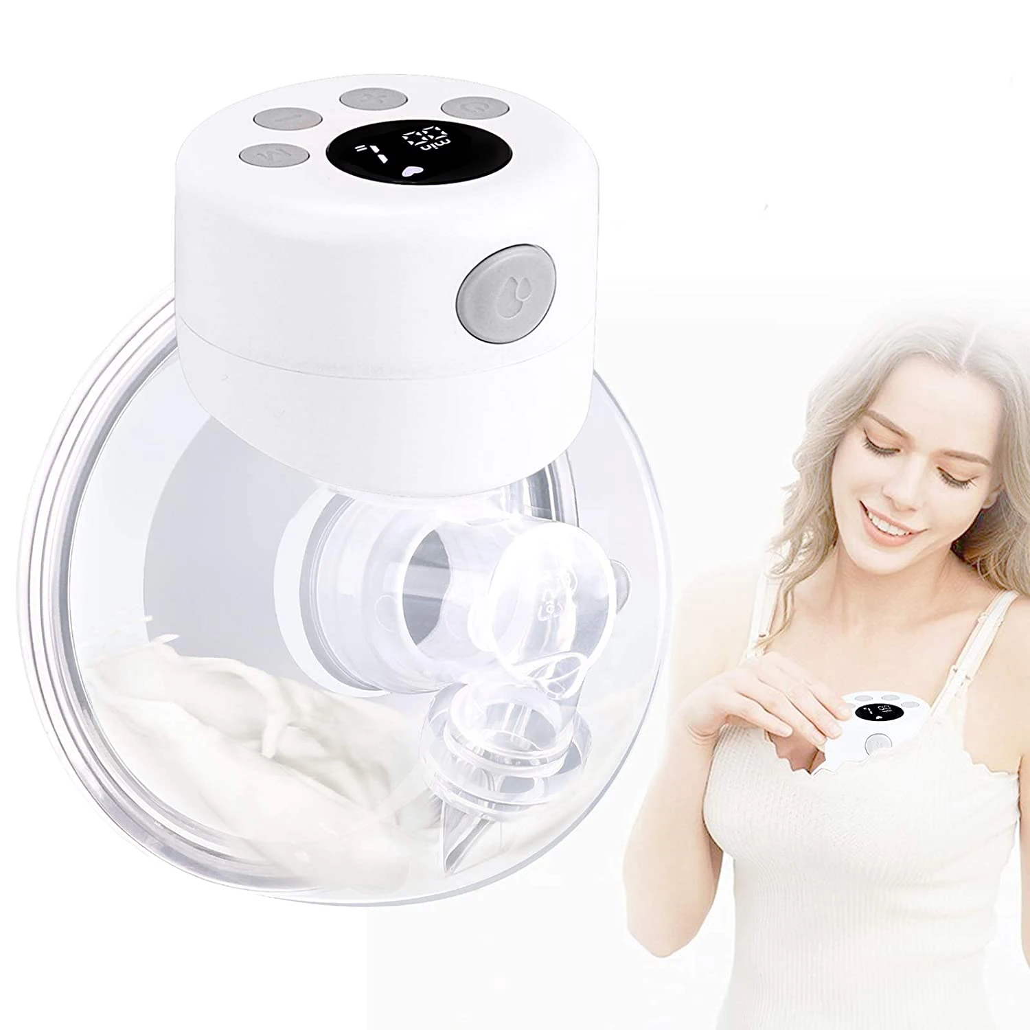 

2022 Hot selling item customized bpa free S12 Wireless Wearable Breast Pump with LCD Electric breast pump hands free