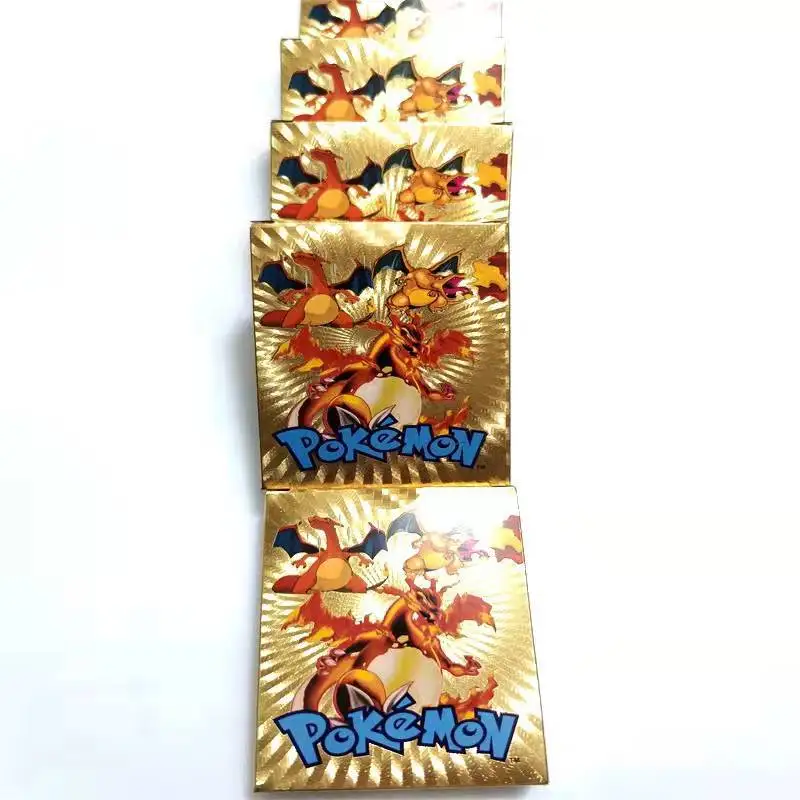 

Ready to Ship Charizard Pikachu Vmax Rainbow Trading Gold Foil Cards Game Golden High Quality Playing PVC Game Cards