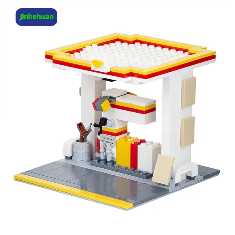 City Series Car Gas Station Brick Compatible Street View Educational Toys for Children Boy Creative Gift Building Block Sets