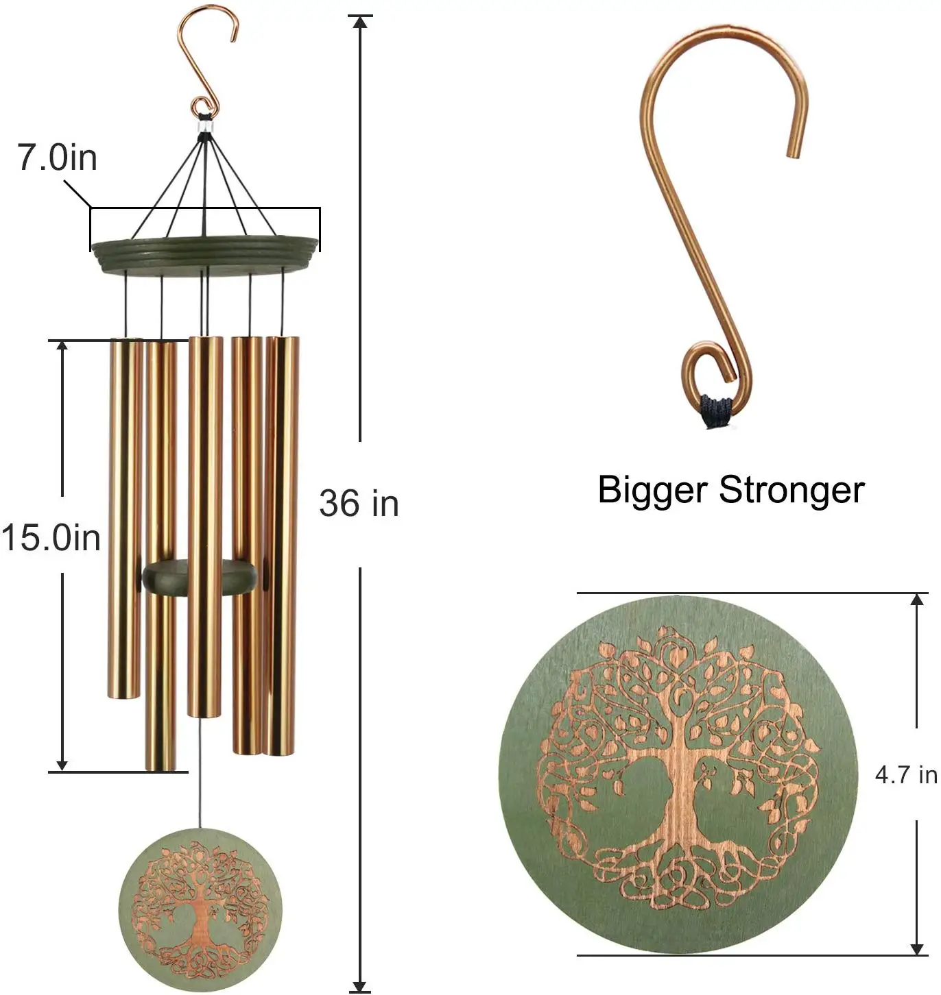 Sympathy Gift for Mother& Father,Garden Home Decor Wind Chimes IKPNTSO Outdoor Large Wind-Chimes with Deep Tone 36 Inch Memorial Windchime Unique for Loss Loved One Engraved Tree of Life 