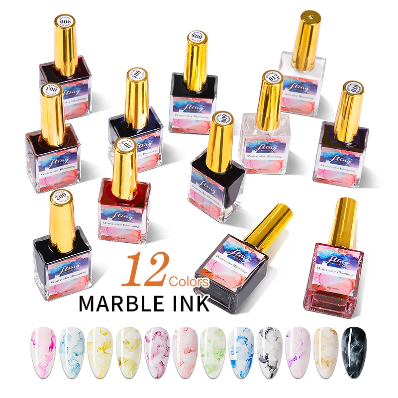 

Nail Art Painting 15ml Water blooming Blossom Marble Liquid uv gel nail polish OEM customized label package